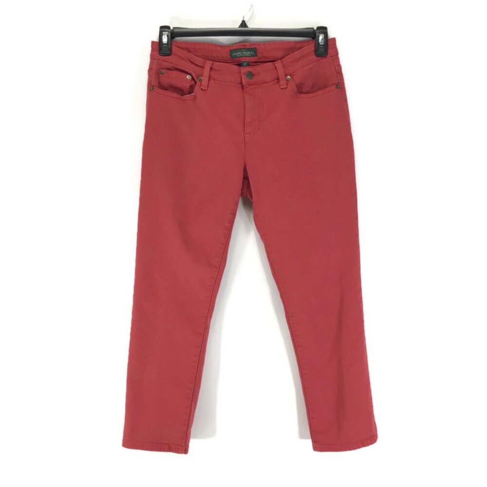 LRL Lauren Jeans Co. Cropped Jeans Women's Size 10 Red Stretch Denim Casual